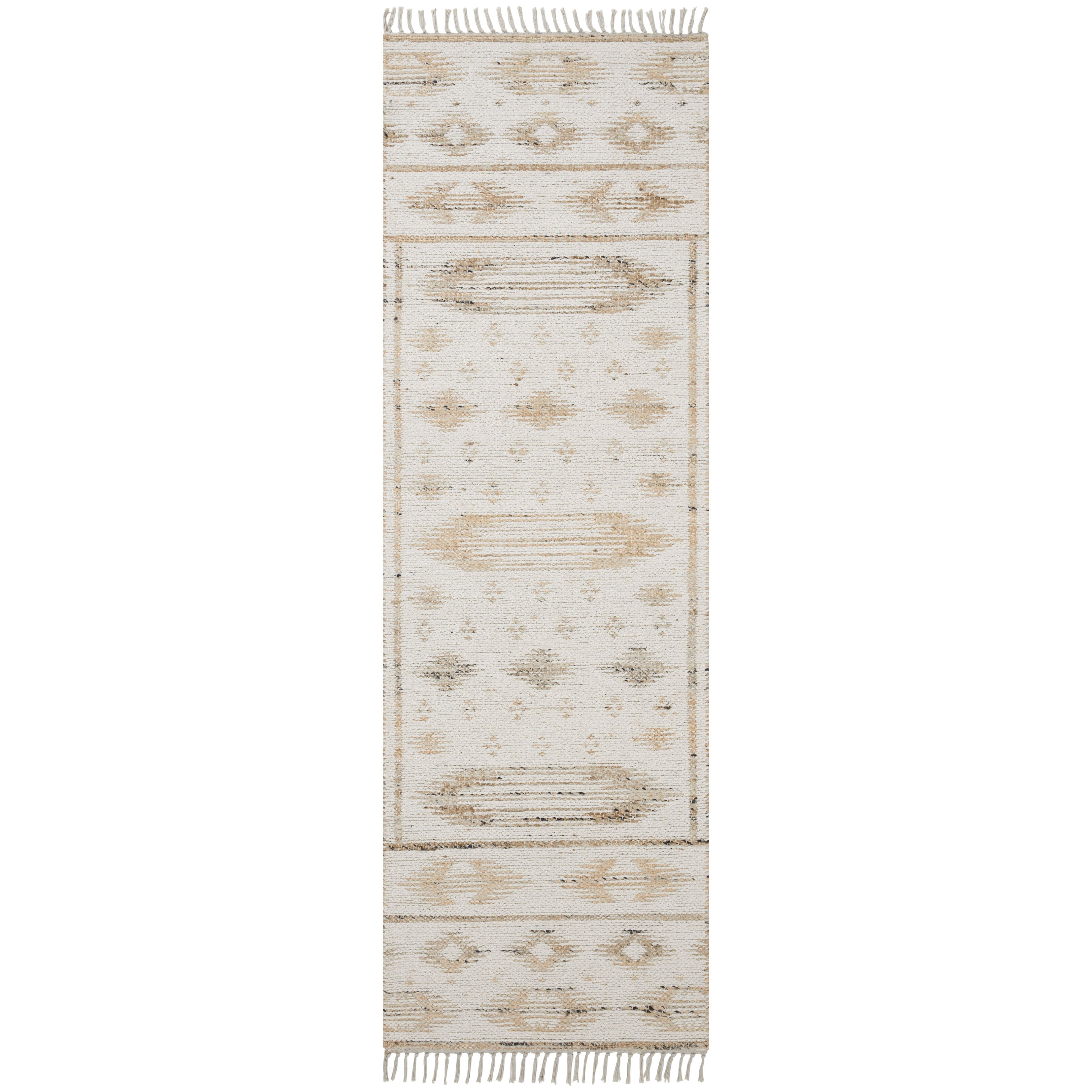 The Rivers Collection by Angela Rose x Loloi is a modern flatweave area rug with a reversible design featuring symmetrical motifs. Woven of wool, cotton, and jute, Rivers combines natural materials with an airy, natural aesthetic. The soft colors of the rug create a watercolor effect that adds artful depth to the neutral palette. Amethyst Home provides interior design, new home construction design consulting, vintage area rugs, and lighting in the San Diego metro area.