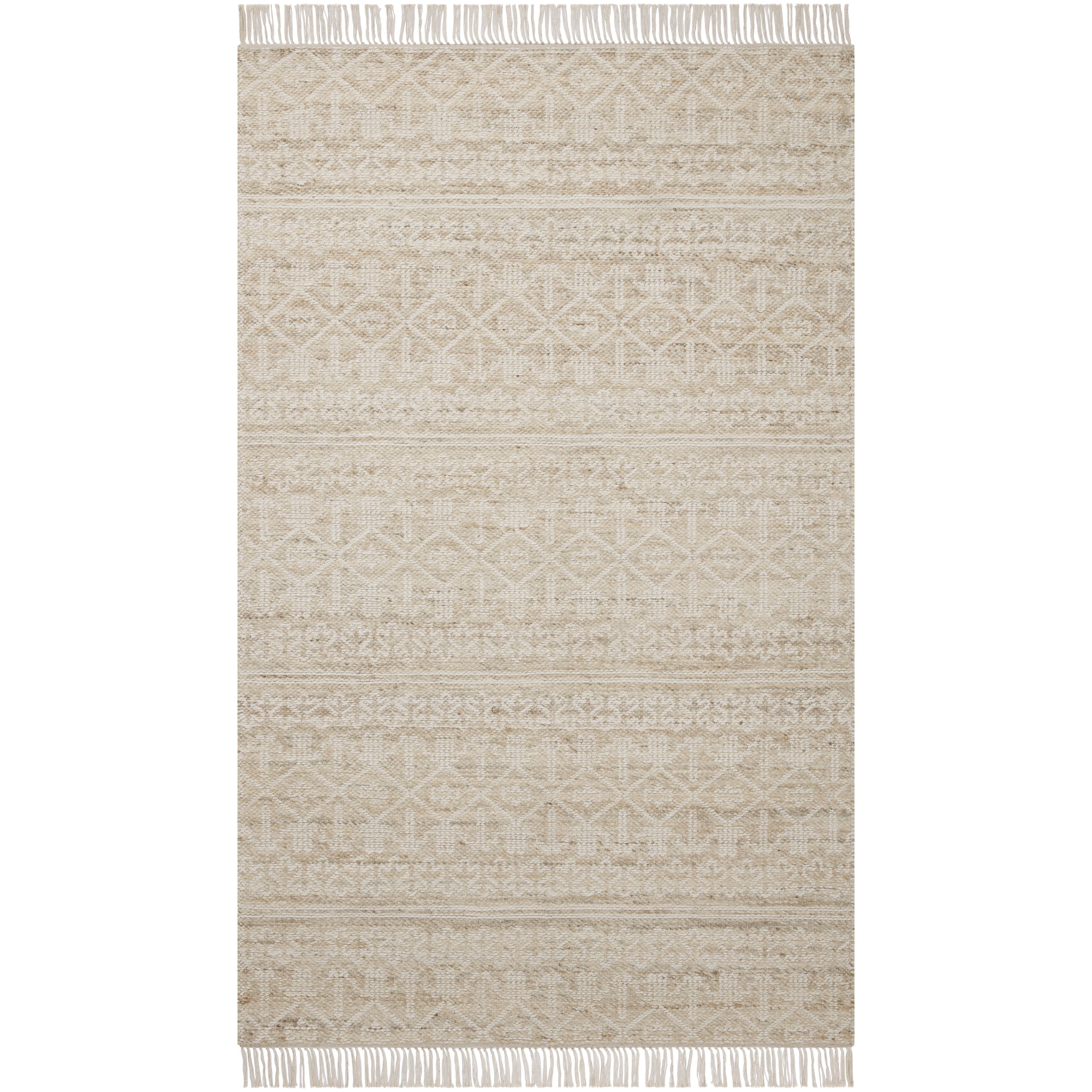 The Rivers Collection by Angela Rose x Loloi is a modern flatweave area rug with a reversible design featuring symmetrical motifs. Woven of wool, cotton, and jute, Rivers combines natural materials with an airy, natural aesthetic. The soft colors of the rug create a watercolor effect that adds artful depth to the neutral palette. Amethyst Home provides interior design, new home construction design consulting, vintage area rugs, and lighting in the Winter Garden metro area.