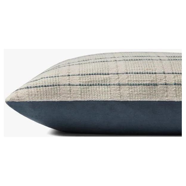 Featuring Belmont Cream / Blue Pillow by Loloi at Amethyst Home. This pillow was curated to celebrate a wabi sabi, handmade design aesthetic.. Amethyst Home provides interior design, new home construction design consulting, vintage area rugs, and lighting in the Alpharetta metro area.