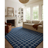 Featuring Chris Loves Julia x Loloi Polly Navy / Silver Rug by Loloi at Amethyst Home. Hand-tufted of wool and jute pile, the Polly collection for Chris Loves Julia x Loloi brings a fresh take on modern yet classic designs. With striking gridded designs toned down by a neutral color palette, Polly is a timeless choice for any room. Polly is also GoodWeave c. Amethyst Home provides interior design, new home construction design consulting, vintage area rugs, and lighting in the San Diego metro area.