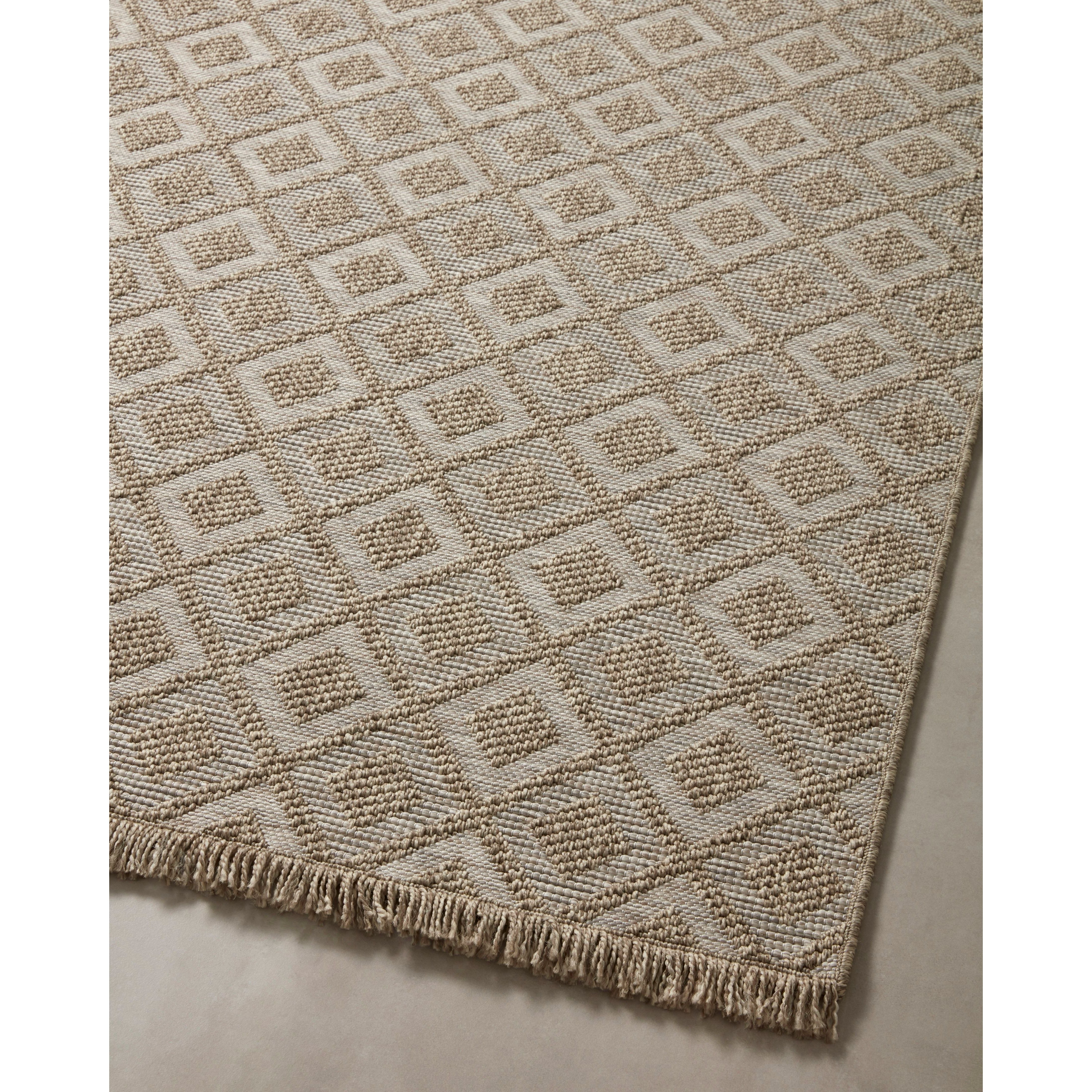 Featuring Dawn Natural DAW-07 Indoor/Outdoor Rug by Loloi at Amethyst Home. Made for sunny days ahead, the Dawn Collection is an indoor/outdoor rug that looks like a woven sisal rug but is power-loomed of 100% polypropylene, which makes it water- and mildew-resistant (so it's ready for rainy days ahead, too). Available in modern graphic patterns in tonal b. Amethyst Home provides interior design, new home construction design consulting, vintage area rugs, and lighting in the Des Moines metro area.