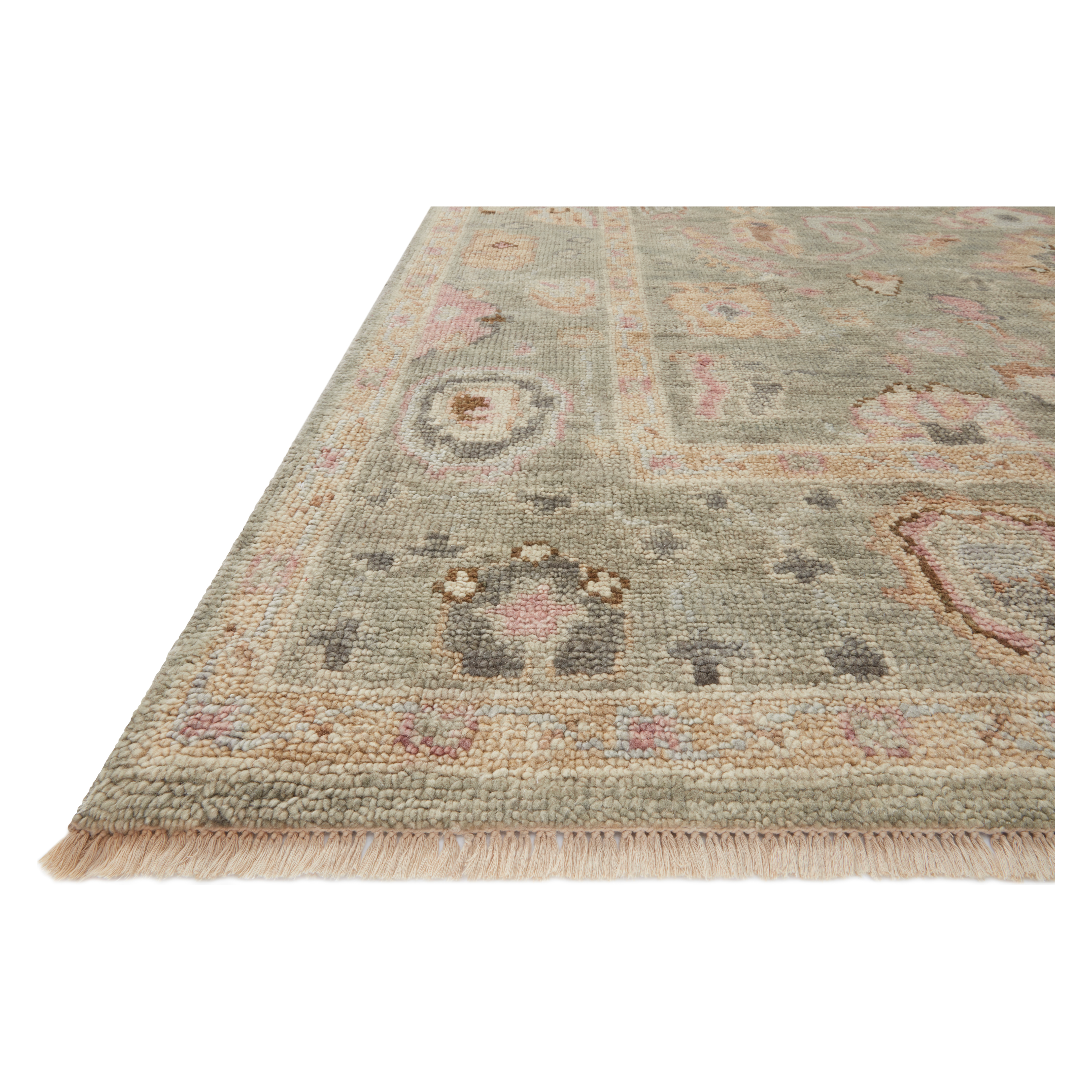 The Helena Sage / Sunset HEL-03 rug from Loloi is hand-knotted of 100% wool, refined, yet versatile for any home. The Helena rug combines weathered tones and worldly patterns for a beautiful grounding element in any room. Amethyst Home provides interior design, new construction, custom furniture, and rugs for the Austin, Houston, and Dallas Texas metro area.