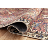 Durable, low pile, and soft underfoot, this rug is inspired by classic vintage and antique rugs. The Jules Chris Loves Julia Merlot / Multi rug from Loloi features a beautiful vintage pattern and patina. The rug is easy to clean and maintain and perfect for living rooms, dining rooms, hallways, and kitchens!