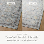 Featuring Monroe Sky / Gold Rug by Loloi at Amethyst Home. Inspired by antique Turkish Oushak carpets with large-scale motifs, the Monroe Sky / Gold Rug modernizes the traditional design in neutral palettes, many of which have black details that anchor the rug in the room. Monroe is power-loomed of 100% polypropylene for easy care and reliable durabilit. Amethyst Home provides interior design, new home construction design consulting, vintage area rugs, and lighting in the Newport Beach metro area.
