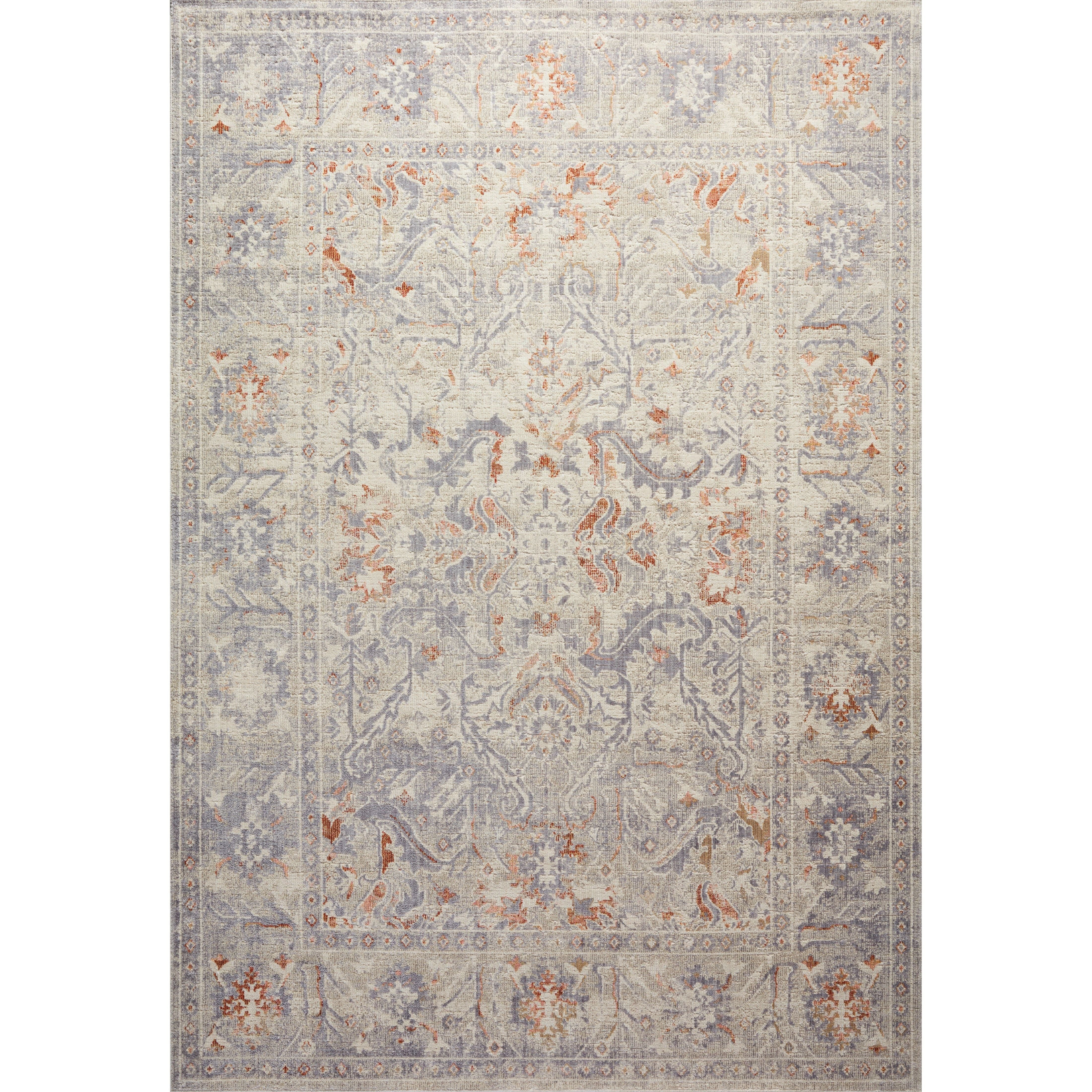 Durable, low pile, and soft, this rug is inspired by classic vintage and antique rugs. The Rosemarie Chris Loves Julia Oatmeal / Lavender ROE-05 rug from Loloi features a beautiful vintage pattern and patina. The rug is easy to clean, never sheds, and perfect for living rooms, dining rooms, hallways, and kitchens!