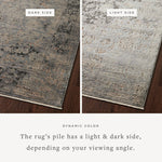 Featuring Sonnet Charcoal / Slate Rug by Loloi at Amethyst Home. The Sonnet Collection is a versatile area rug with traditional motifs that appear to float and fade from the surface, the result of a new power-loomed construction that combines yarns of different textures. The rug is made of space-dyed polypropylene and polyester for a gradient range of c. Amethyst Home provides interior design, new home construction design consulting, vintage area rugs, and lighting in the Newport Beach metro area.