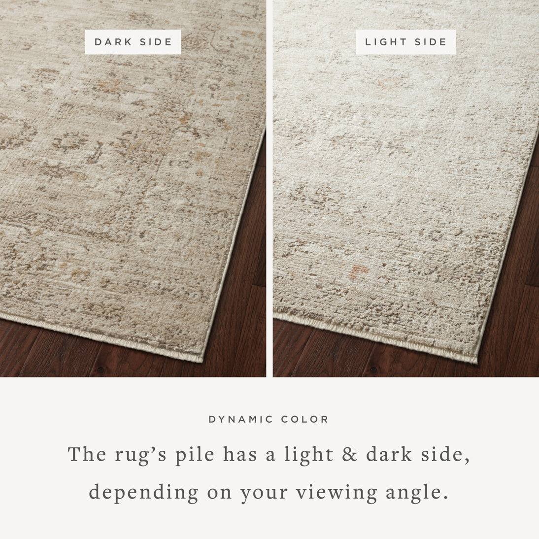 The Sonnet Collection is a versatile area rug with traditional motifs that appear to float and fade from the surface, the result of a new power-loomed construction that combines yarns of different textures. The rug is made of space-dyed polypropylene and polyester for a gradient range of colors that shift with the light. Amethyst Home provides interior design, new home construction design consulting, vintage area rugs, and lighting in the Los Angeles metro area.