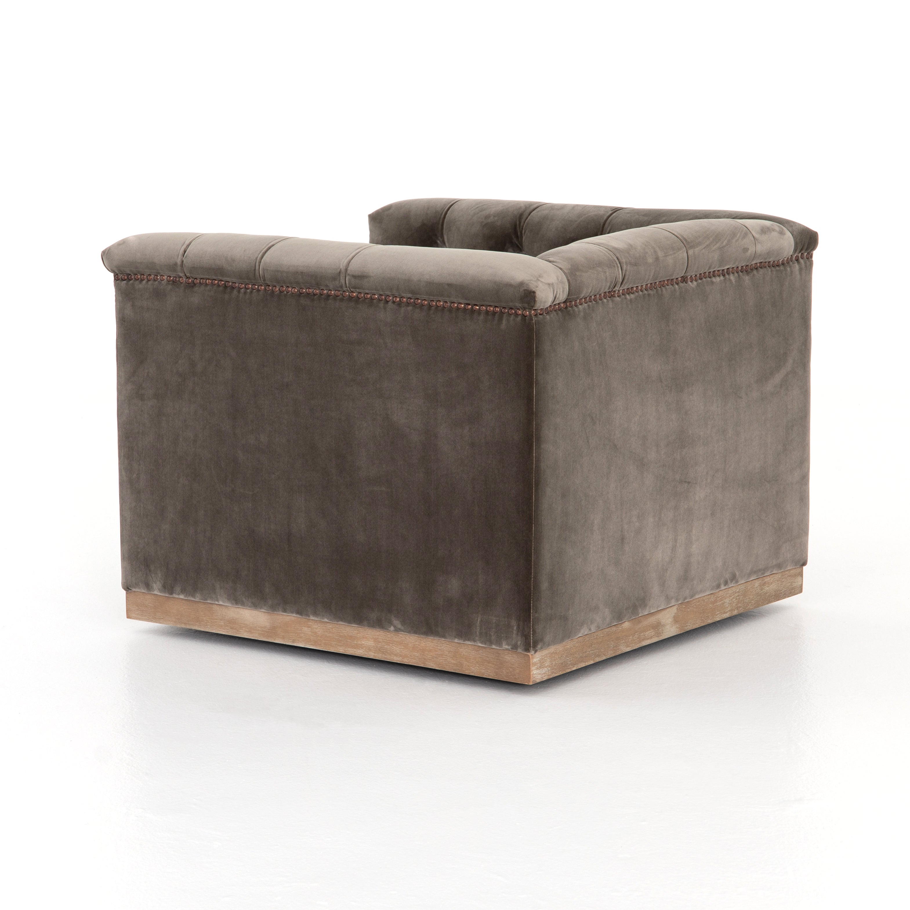 It's all in the details with this Maxx Sapphire Birch Swivel Chair. This modern take on the classic library chair brings any living room, office, or other area to life.   Overall Dimensions: 33.50"w x 33.75"d x 26.00"h Seat Depth: 25" Seat Height: 16" Arm Height from Floor: 26" Arm Height from Seat: 10"