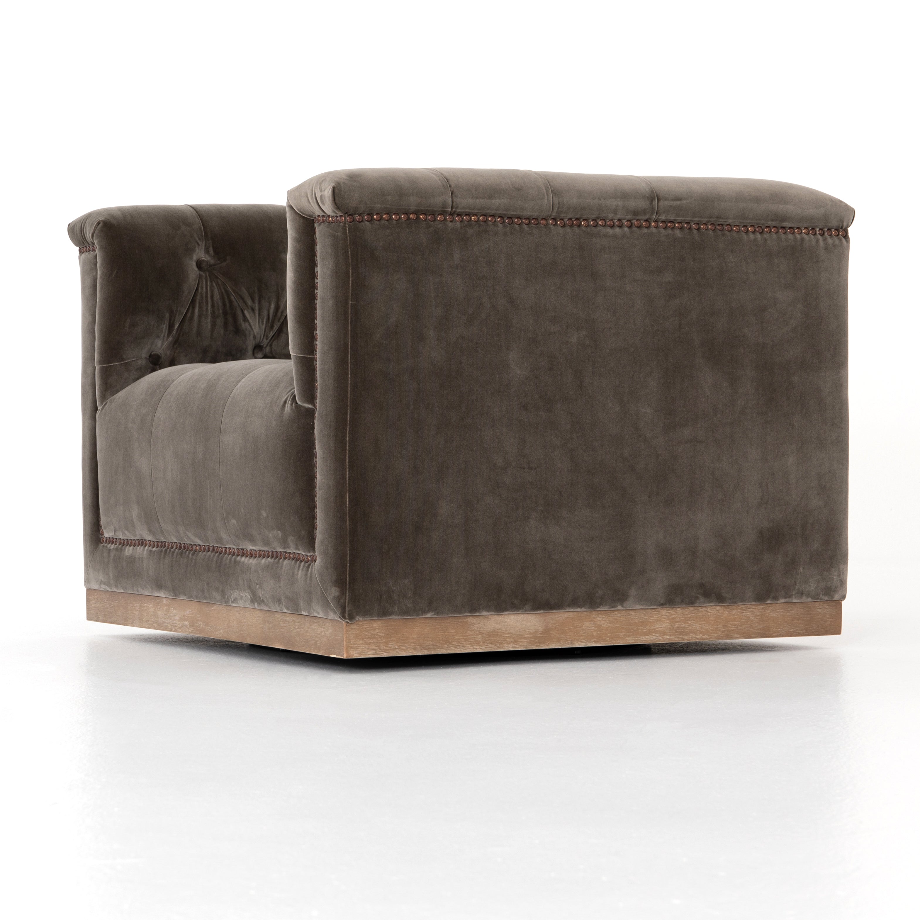 It's all in the details with this Maxx Sapphire Birch Swivel Chair. This modern take on the classic library chair brings any living room, office, or other area to life.   Overall Dimensions: 33.50"w x 33.75"d x 26.00"h Seat Depth: 25" Seat Height: 16" Arm Height from Floor: 26" Arm Height from Seat: 10"