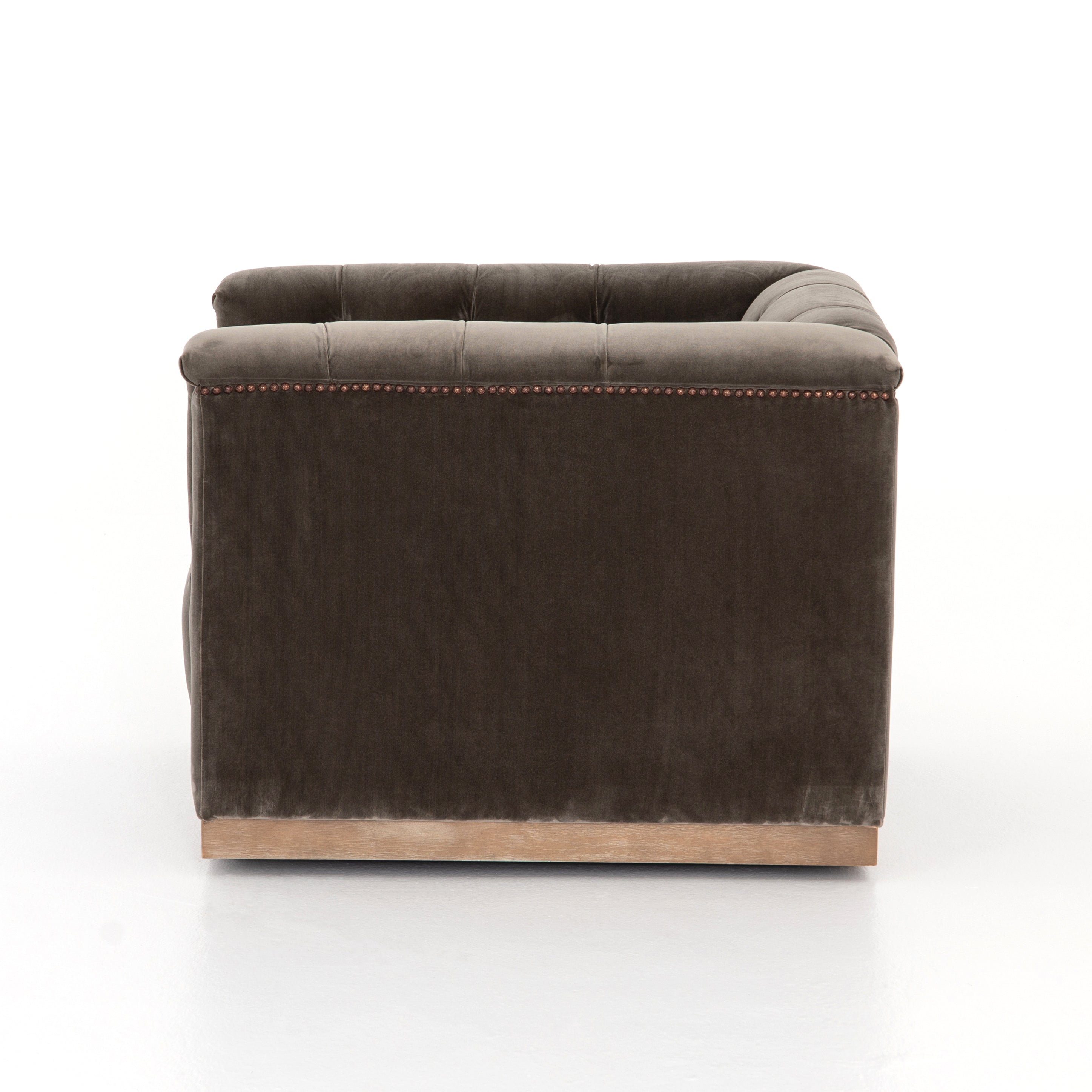 It's all in the details with this Maxx Sapphire Birch Swivel Chair. This modern take on the classic library chair brings any living room, office, or other area to life.   Overall Dimensions: 33.50"w x 33.75"d x 26.00"h Seat Depth: 25" Seat Height: 16" Arm Height from Floor: 26" Arm Height from Seat: 10"