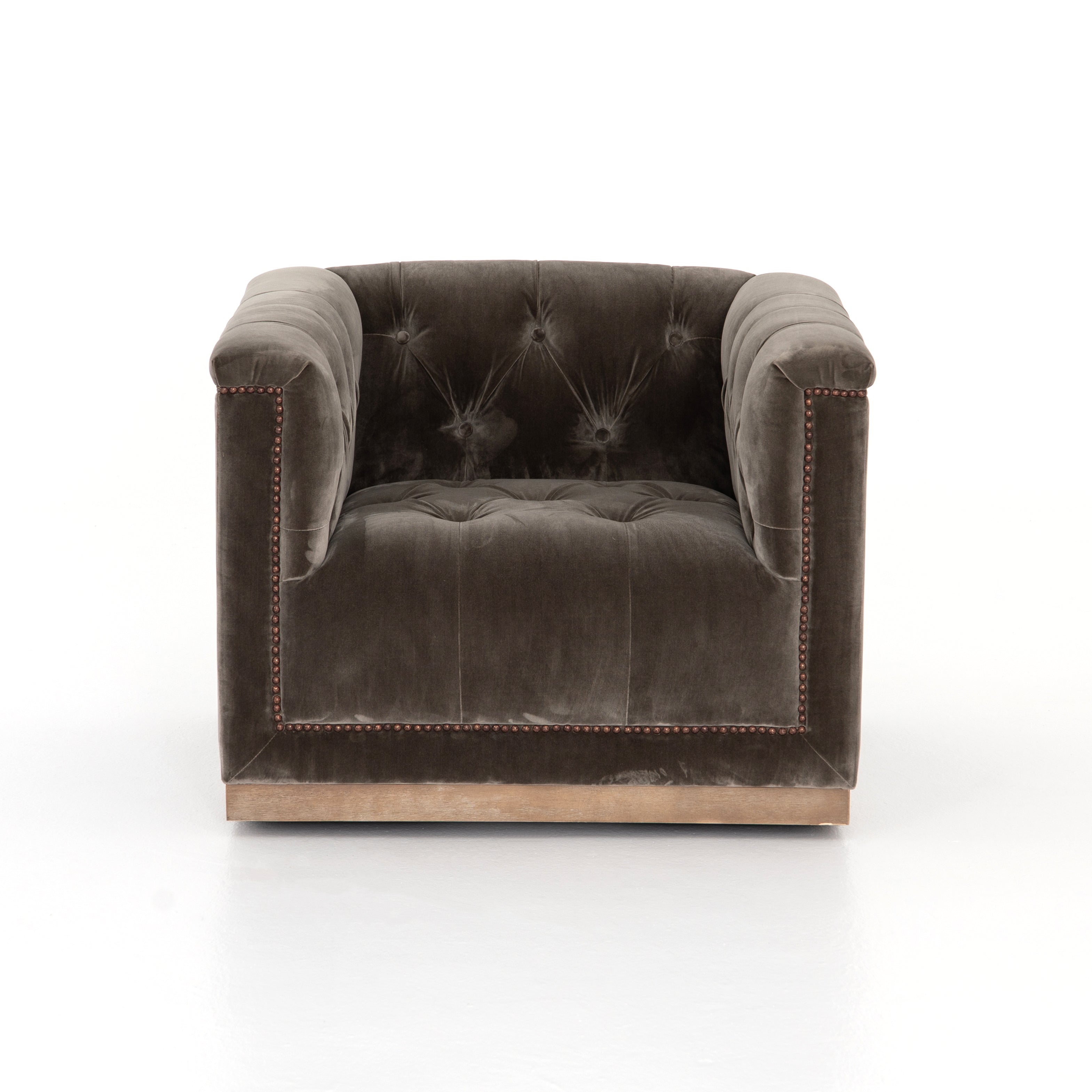 It's all in the details with this Maxx Sapphire Birch Swivel Chair. This modern take on the classic library chair brings any living room, office, or other area to life.   Overall Dimensions: 33.50"w x 33.75"d x 26.00"h Seat Depth: 25" Seat Height: 16" Arm Height from Floor: 26" Arm Height from Seat: 10"