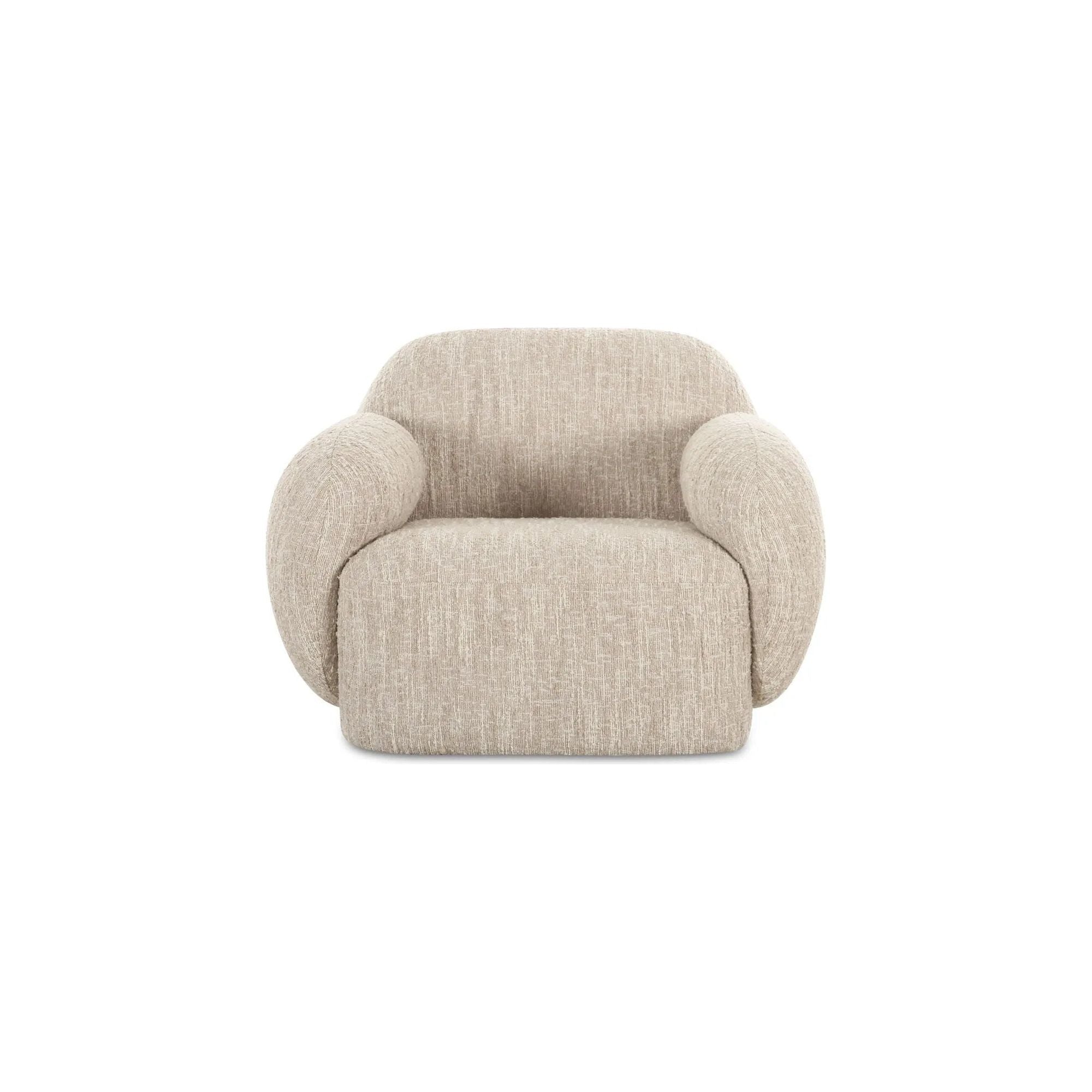 The Hazel lounge chair embraces minimalist, understated elegance with its low-profile, modernist silhouette. Wrapped in exaggerated boucle fabric, it offers a distinct tactility and comfort. The bold, curved arm design makes a stylish statement, harmonizing with the sleek form to create an inviting focal point in any setting Amethyst Home provides interior design, new home construction design consulting, vintage area rugs, and lighting in the Winter Garden metro area.