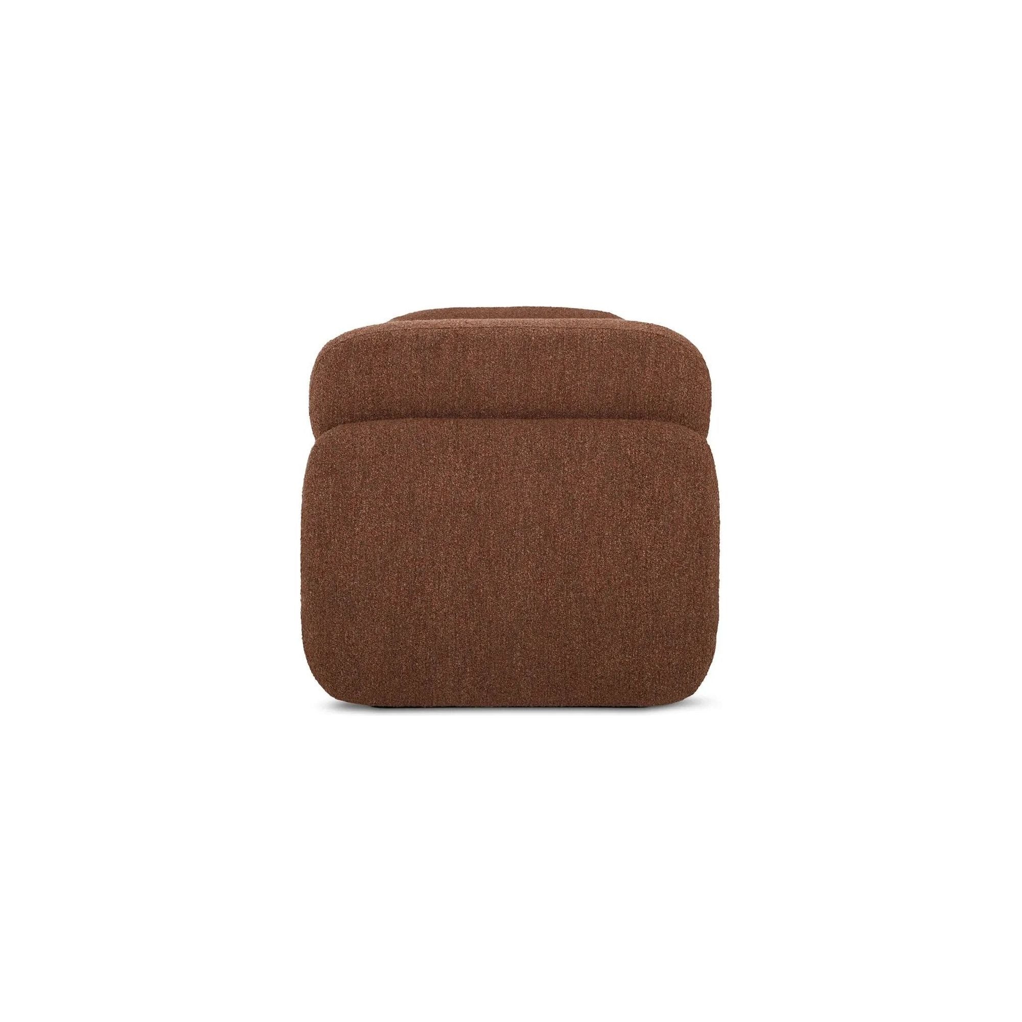 Inspired by the captivating styles of the 70s, the Scout daybed brings a piece of the past into the present. Clad in textured bouclé fabric, the chair merges visual allure and tactility. Its curved form, combined with a rounded and elongated cushion, introduces a touch of softness to any space, while the plump seat cushion promises modern comfort Amethyst Home provides interior design, new home construction design consulting, vintage area rugs, and lighting in the Winter Garden metro area.