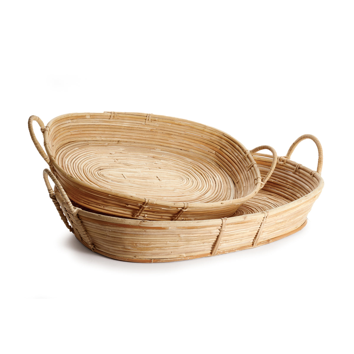 Cane Rattan Trays With Handles, Set Of 2 | ready to ship!