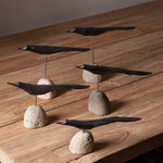 Handcrafted rustic artwork with modern black birds. Amethyst Home provides interior design, new construction, custom furniture, and area rugs in the Alpharetta metro area.