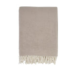Cozy combed cotton Billie Taupe Throw with a soft ivory interwoven weave ending in tassels.  Amethyst Home provides interior design services, furniture, rugs, and lighting in the Calabasas metro area.