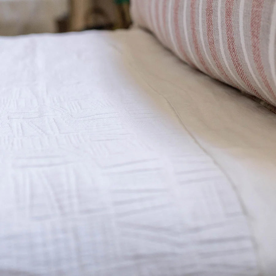 The Harbour White Matelasse Collection features an abstract, geometric weave making it a modern matelasse. The matelasse achieves a beautiful texture without any batting. Amethyst Home provides interior design services, furniture, rugs, and lighting in the Des Moines metro area.