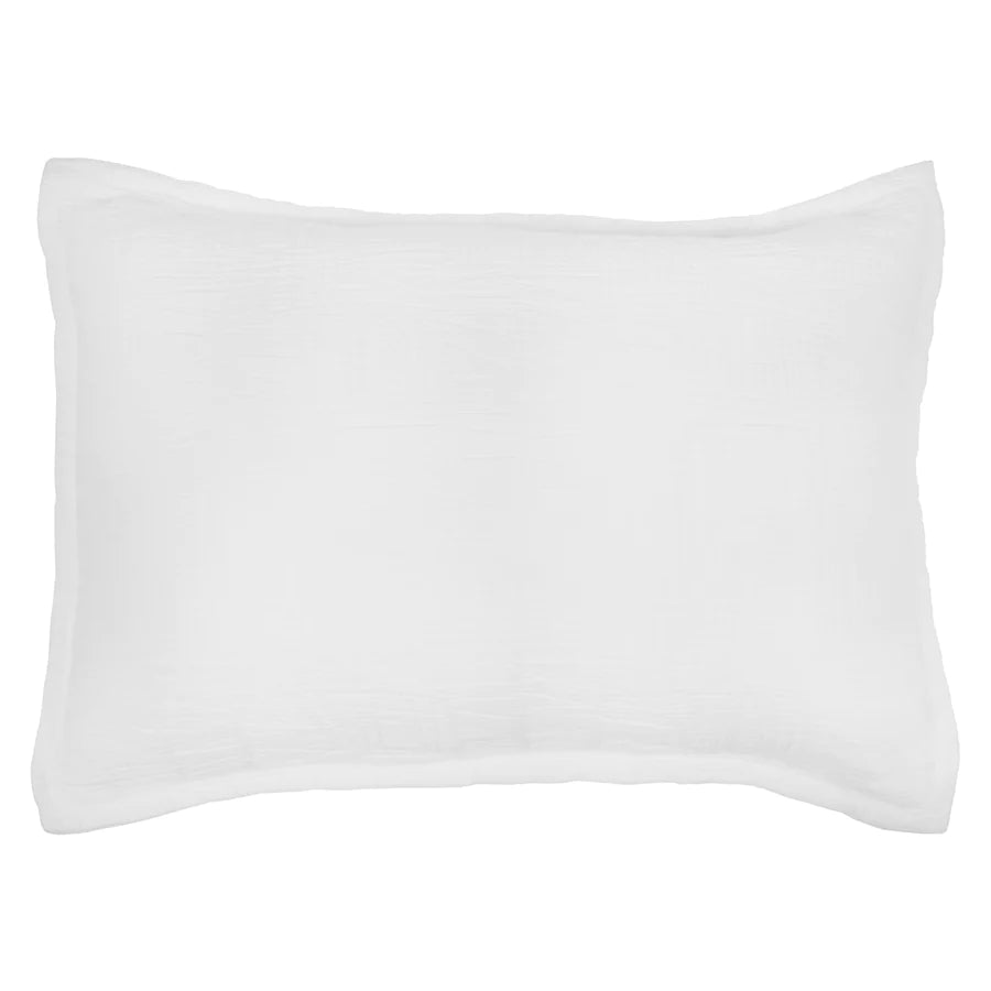 The Harbour White Matelasse Sham features an abstract, geometric weave making it a modern matelasse. The matelasse achieves a beautiful texture without any batting. Amethyst Home provides interior design services, furniture, rugs, and lighting in the Seattle metro area.