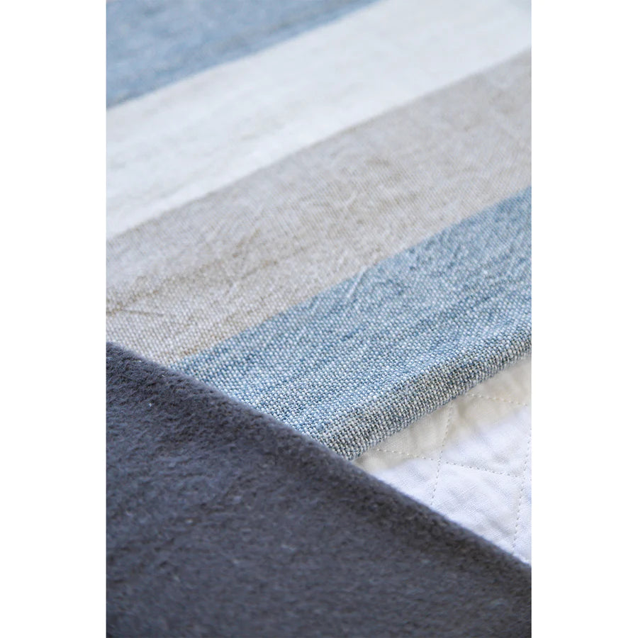 The Monterey Blanket is a 100% heavy weight hand loomed linen that features broad coastal inspired stripes surrounded by a 1/2” finished flange.  Amethyst Home provides interior design services, furniture, rugs, and lighting in the Omaha metro area.