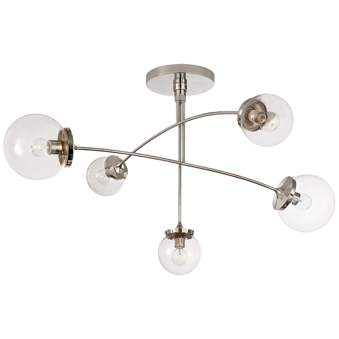 Featuring Prescott Medium Mobile Chandelier by Visual Comfort at Amethyst Home. We find art in a chandelier with the arms of this Prescott Medium Mobile Chandelier by Visual Comfort. Add to your living room, kitchen, or other large area to bring a unique, modern feel to your space. 
O/A Height: 35.75"Min. Custom Height: 25"Width: 40"Canopy: 7.5" RoundSocket:.  Amethyst Home provides interior design, new home construction design consulting, vintage area rugs, and lighting in the Seattle metro area.
