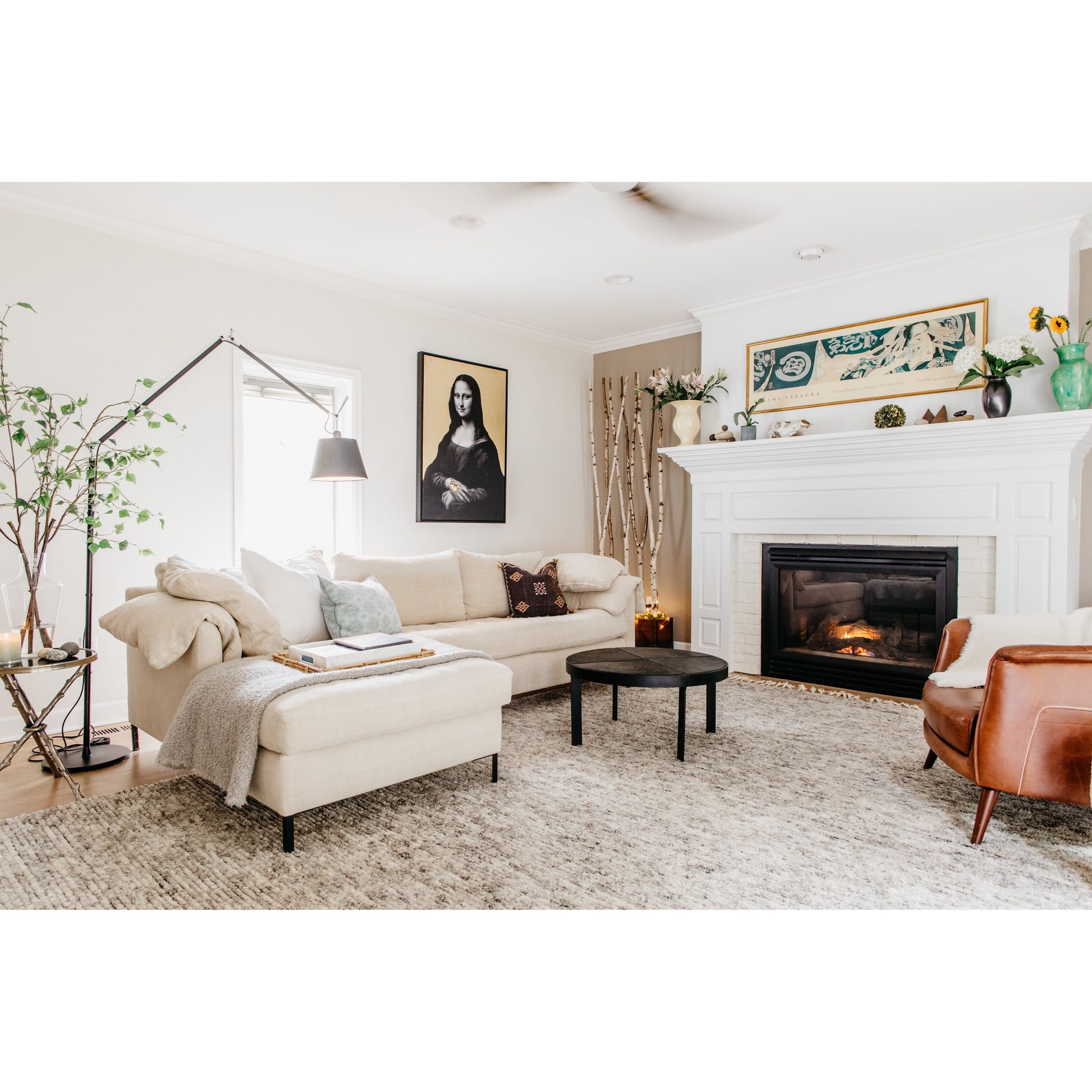 Always a stunner, the Cisco Brothers Radley Sectional, photographed in a medium weight linen is show in a left-arm facing sectional with metal feet. Additional fabrics, custom sizes, and prices are available via emailing us at sales@amethysthome.com.  Size:  120"w x 63"d x 30"h  Seat space:  115"w x 49"d x 20"h