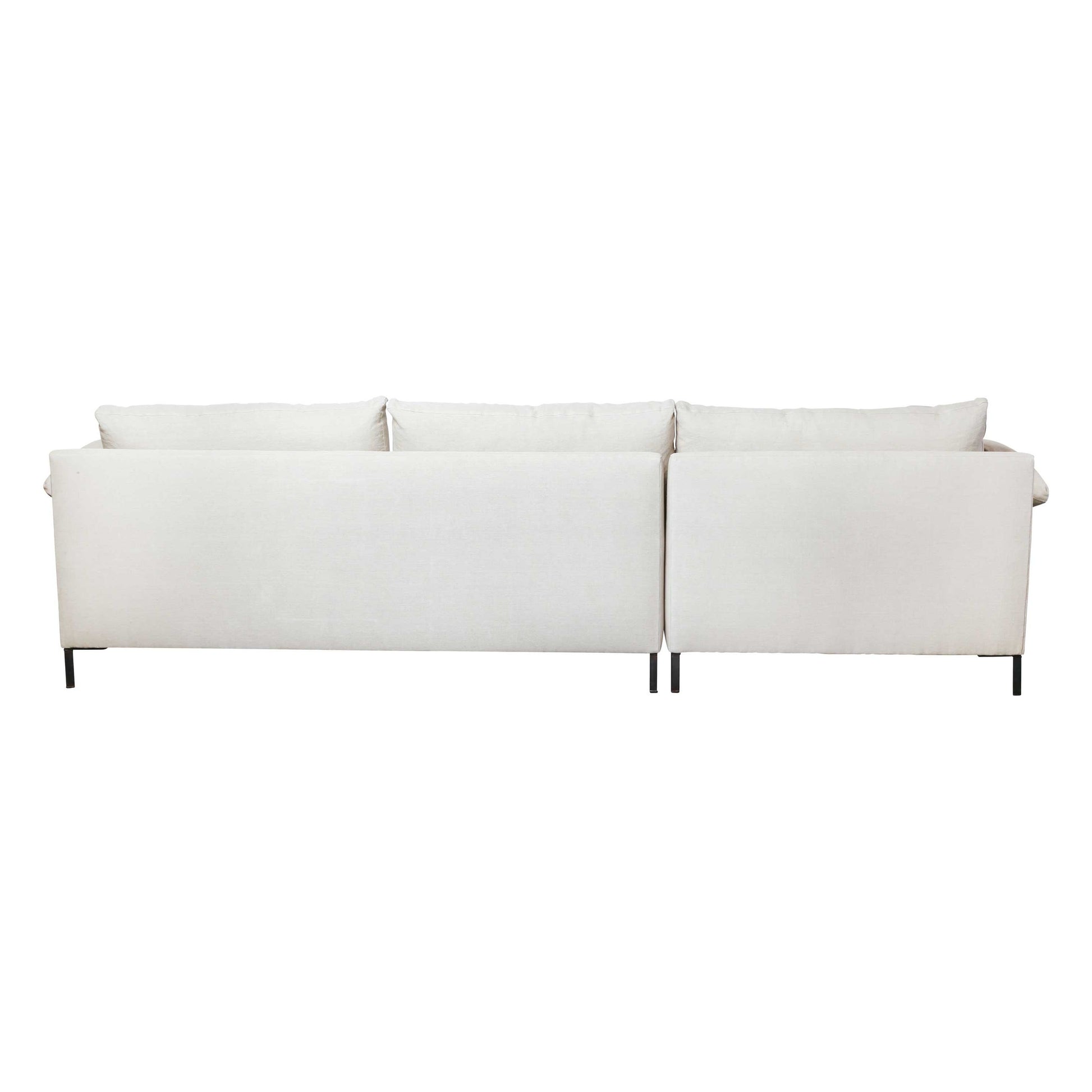 Always a stunner, the Cisco Brothers Radley Sectional, photographed in a medium weight linen is show in a left-arm facing sectional with metal feet. Additional fabrics, custom sizes, and prices are available via emailing us at sales@amethysthome.com.  Size:  120"w x 63"d x 30"h  Seat space:  115"w x 49"d x 20"h