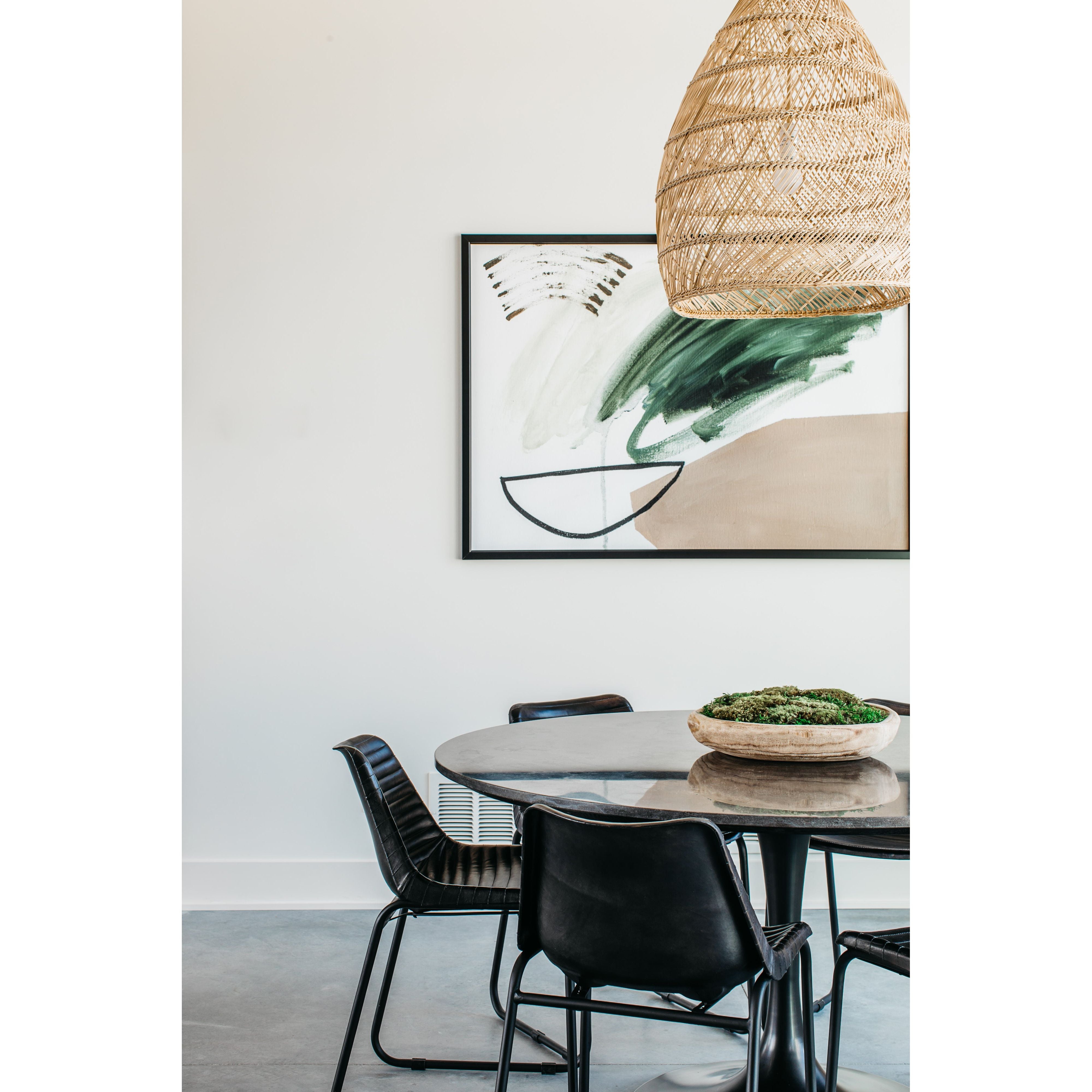Featuring Powell 55" Dining Table - Bluestone by Four Hands at Amethyst Home. Classic tulip shaping is recast with a rustic black iron finish topped with a solid bluestone table top. This cute bistro style dining table is perfectly sized for a cozy breakfast nook.
Overall Dimensions: 55"W x 55"L x 29.50"H
Colors: Dark Rustic Black, Ebony, BluestoneMaterials:.  Amethyst Home provides interior design, new home construction design consulting, vintage area rugs, and lighting in the Seattle metro area.