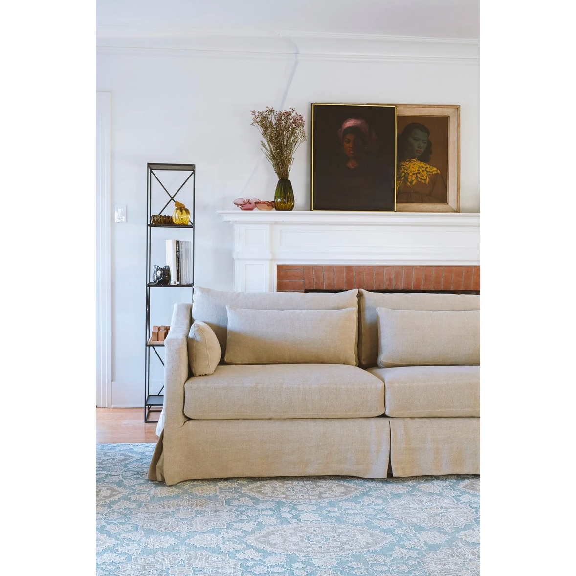 Soft as a cloud, the Rebecca is the perfect piece to complete your living room. It’s base is a FSC certified Maple hardwood frame. This sofa has a luxurious feather cloud fill with a foam core, bringing relaxation and ease into your home.  Priced and pictured in tier two fabric Brevard Burlap. For additional fabrics please email sales@amethysthome.com.   Overall Dimensions  84"w 40"d 31"h