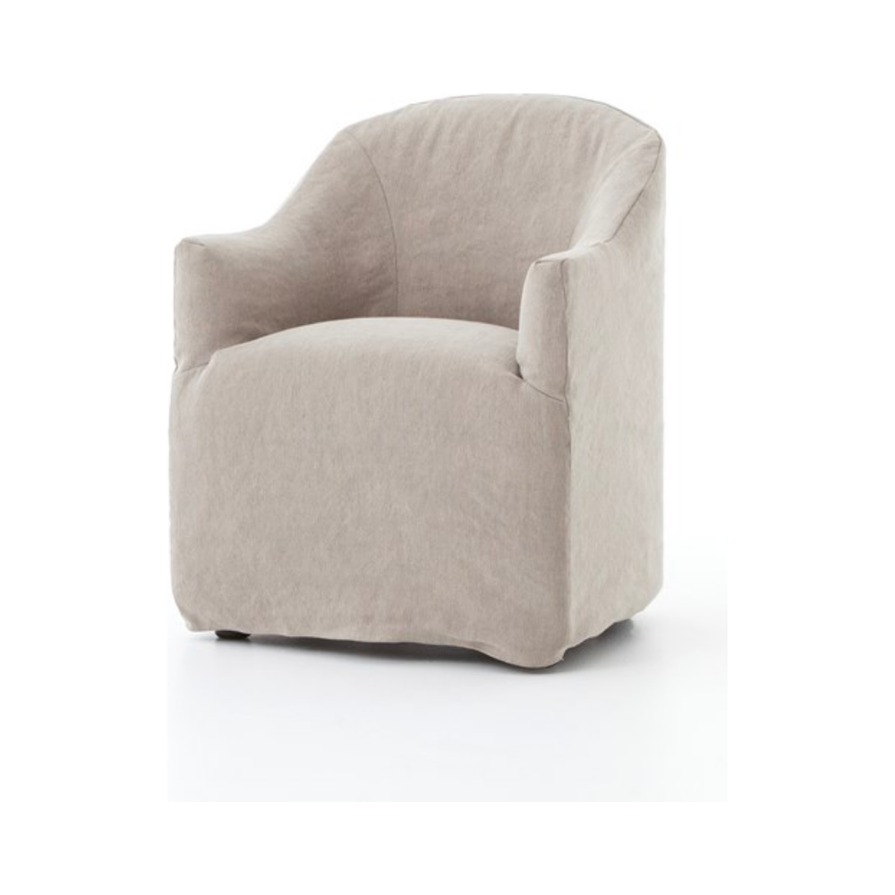 Heather Twill Stone Dining Chair with Casters | ready to ship!