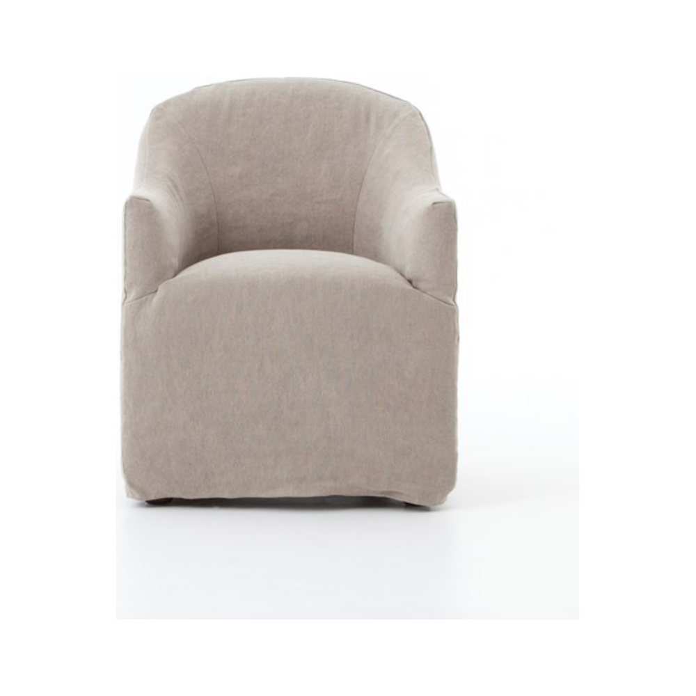 Heather Twill Stone Dining Chair with Casters | ready to ship!