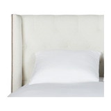 Featuring Francesca Upholstered Bed by Cisco Brothers at Amethyst Home. Elevate your sleep situation with this Francesca Upholstered Bed by Cisco Home. With a tall back and exposed wood legs, this will complete the look for any bedroom!
Queen Dimensions: 70"w x 54"h x 90"dSide Rails: 14"Slat Height: 7.5"Footboard: 14"Mattress Space: 62"w x 81"dBox Spring: Yes. Amethyst Home provides interior design, new home construction design consulting, vintage area rugs, and lighting in the Houston metro area.