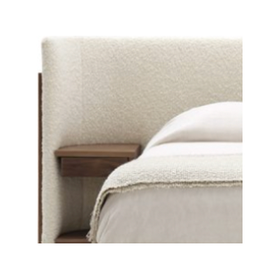 A dreamy silhouette with integrated walnut nightstands.  Drawers gently swing out for a beautiful experience.  Upholstered in an alpaca blend textile for the ultimate look. Amethyst Home provides interior design, new home construction design consulting, vintage area rugs, and lighting in the Tampa metro area.