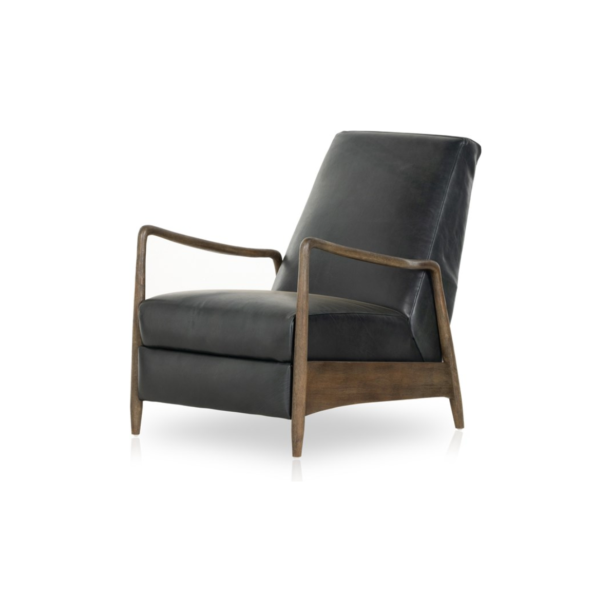 The craftsmanship of the sophisticated Braden Recliner seen here in Dakota Black is second to none. With its soft leather and silhouette, this recliner will look great in your main living space or office. Amethyst Home provides interior design, new home construction design consulting, vintage area rugs, and lighting in the Boston metro area.