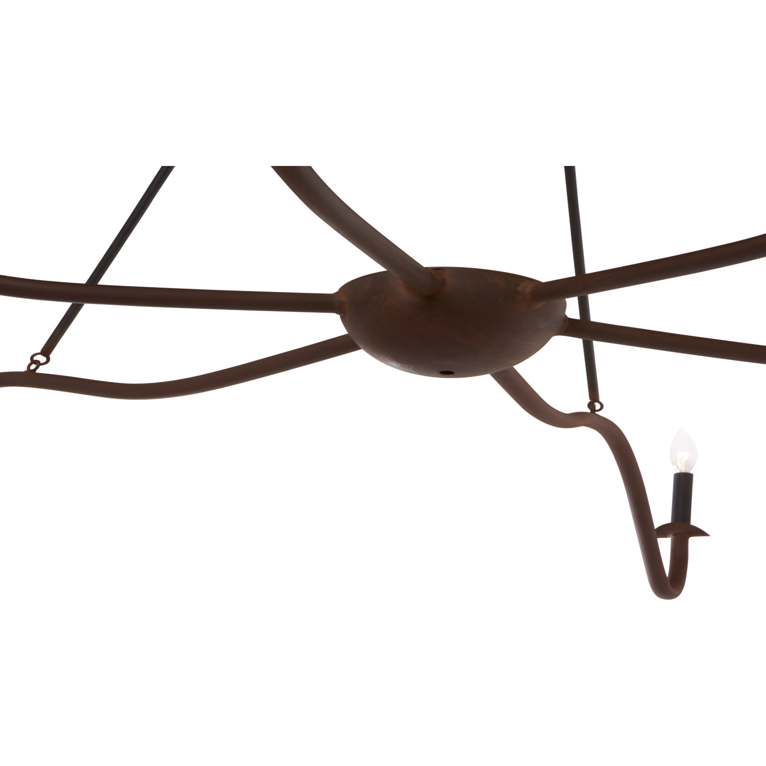 Add unique and modern lighting to a room with this Spider Chandelier from Cisco Brothers. The curved arms add beautiful sight lines to the fixture and plenty of light. This light fixture sets any room apart and comes available in either a "rust" or "flat black" finish in three different sizes.