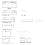 Bench-crafted with a sustainably harvested hardwood frame in our North Carolina atelier, our Clemence Sofa Family comes with the following:  • Foam and Fiber Seat Construction • Tight Seat • Tight Back with Springs • Double Needle • Quilted Detail Only Available in Leather • Upholstered only • Knife Edge Toss • Tapered Arm Pillows • Sits on Glides • Available as a Sectional Without Quilting Only