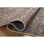 Featuring Amber Lewis x Loloi Georgie Denim / Spice Rug by Loloi at Amethyst Home. Inspired by interior designer Amber Lewis' penchant for vintage rugs, the Georgie Denim / Spice rug features a printed construction with incredible durability, color saturation, and no shedding. The rug's low, flat pile is designed for easy vacuuming and feels smooth underfoot. Georgie also carrie. Amethyst Home provides interior design, new construction, custom furniture, and area rugs in the Scottsdale metro area.