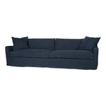 Featuring Sunset Sofa Family by Cisco Brothers at Amethyst Home. TV-binging nights are alright with the Sunset Sofa Family by Cisco Brothers.  It's an extra deep sofa with a subtly reclined back.  It works well in rooms with mounted TVs or sunrooms.  Enjoy this sofa slipcovered or upholstered. Photographed in Mariet Marine 100% linen.
Sunset 96" Sofa: 96.  Amethyst Home provides interior design, new home construction design consulting, vintage area rugs, and lighting in the Los Angeles metro area.