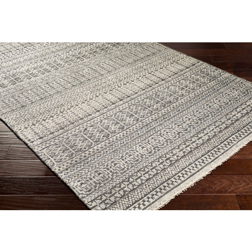 Featuring Nobility Charcoal Hand-Knotted Rug by Surya at Amethyst Home. Add an elegant touch to any space with this hand-knotted Nobility Charcoal Rug. Its blend of wool and viscose is ultra soft and smooth, while its timeless ornate motif with modern lines create an exquisite, timeless piece. Enjoy its high-low characteristics and luxurious feel to add a touch of sophistication to . Amethyst Home provides interior design, new construction, custom furniture, and area rugs in the Malibu metro area.