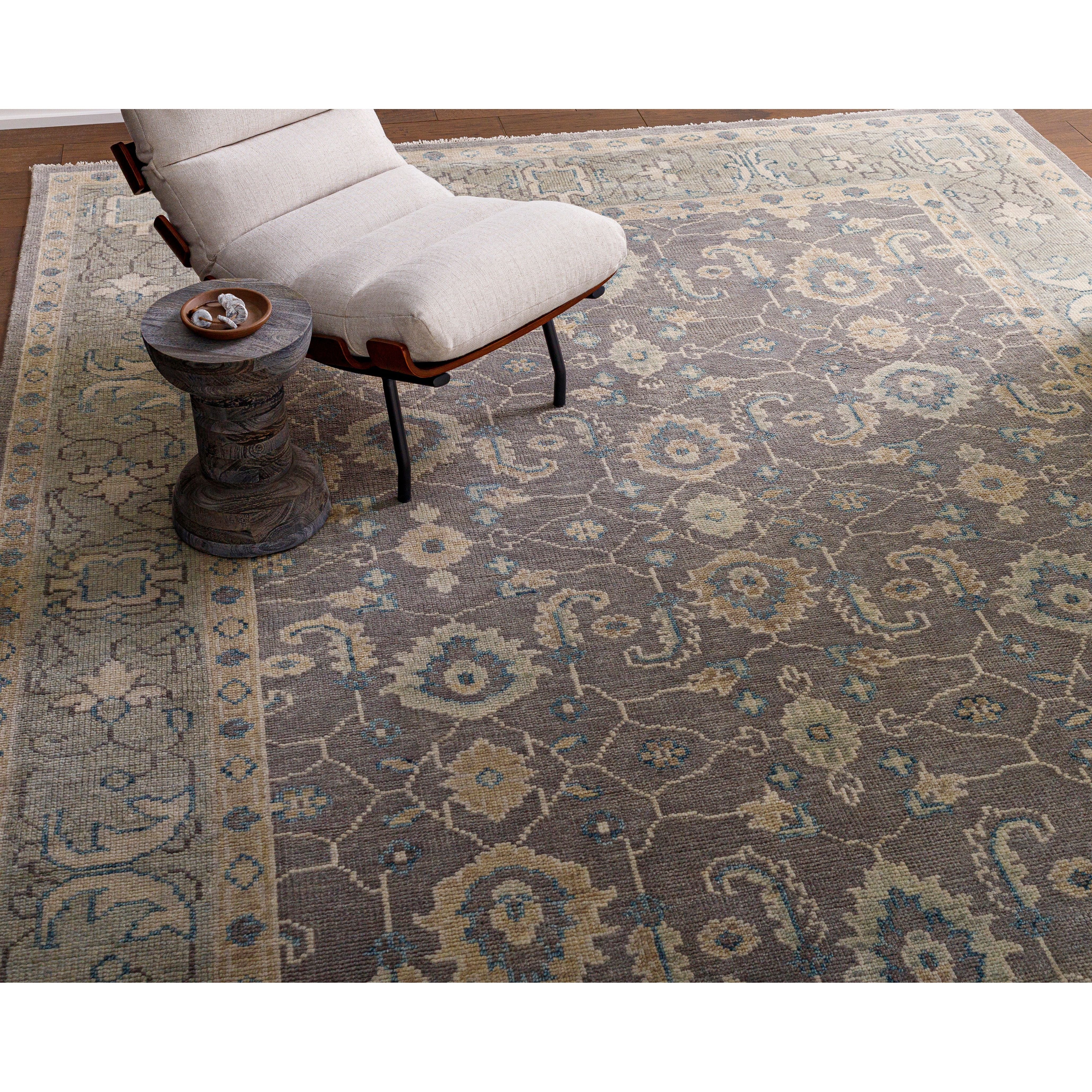 Featuring Palais Hand-Knotted Rug by Surya at Amethyst Home. Give your space an air of sophistication with our Palais Hand-Knotted Rug. Crafted with 100% wool in hues of charcoal, ivory, seafoam, and taupe, the rug features a soft texture and is contrasted with a deep center and bright border for an artful look. Perfect for adding depth and character to any room.
With their Hand-Kn. Amethyst Home provides interior design, new construction, custom furniture, and area rugs in the Portland metro area