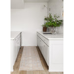 The Revere Light Rug with its versatile design blends well with rift sawn white oak cabinets, Sherwin Williams Library Pewter or Pure White finishes, and one pendant kitchen island. This rug is ideal for those seeking Loloi rugs, California farmhouse or modern coastal home design, or cottage design ideas to enhance their kitchen, living room, entry, foyer, office, or bedroom. It's also a great option for those looking to add a touch of sophistication to their Nashville, Utah, or California home design.