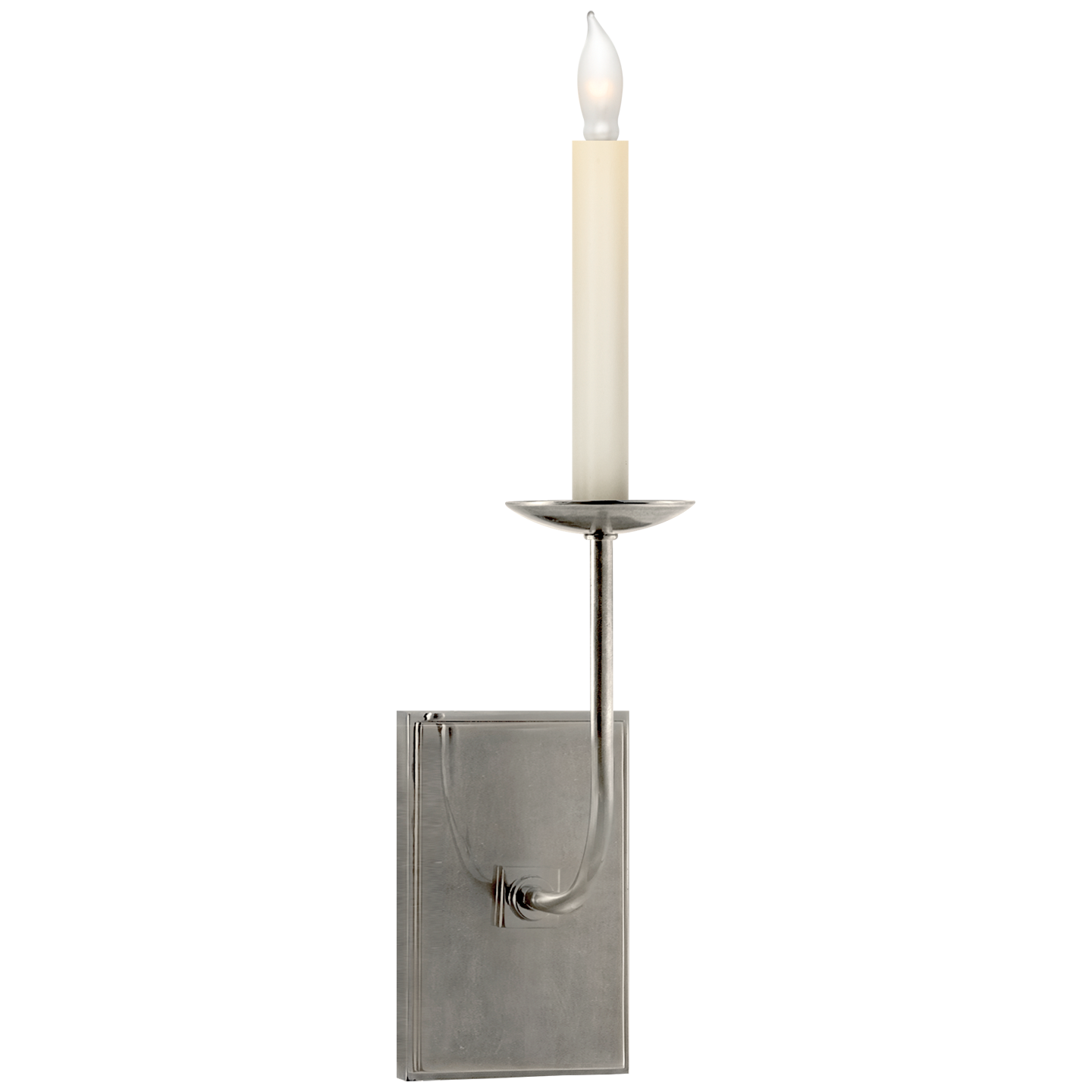 Featuring TT Single Sconce by Visual Comfort at Amethyst Home. The TT Single Sconce by Visual Comfort is sleek and timeless, bringing a gorgeous source of light to any bathroom, hallway, or other area needing extra light.
Overall Dimensions: 4" L x 4" W x 18" HWeight: 3 lbs.  Amethyst Home provides interior design, new home construction design consulting, vintage area rugs, and lighting in the Miami metro area.