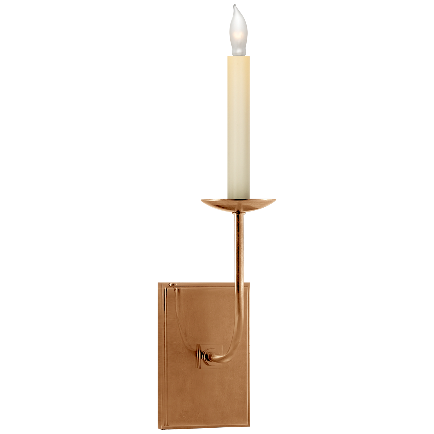 Featuring TT Single Sconce by Visual Comfort at Amethyst Home. The TT Single Sconce by Visual Comfort is sleek and timeless, bringing a gorgeous source of light to any bathroom, hallway, or other area needing extra light.
Overall Dimensions: 4" L x 4" W x 18" HWeight: 3 lbs.  Amethyst Home provides interior design, new home construction design consulting, vintage area rugs, and lighting in the Charlotte metro area.