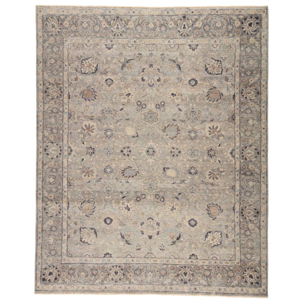 The Tierzah Sahlest Area Rug by Jaipur Living, or TRZ03, boasts a Persian knot construction and tonal gray, beige, and charcoal palette that grounds any space. This artisan-made rug features fringe trimmed details for a touch of global charm. This is perfect for your living room, bedroom, or other medium traffic area. 