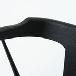 Featuring Ripley Black Dining Chair by Four Hands at Amethyst Home. This new take on the mid-century Windsor chair, the Ripley Dining Chair has a bowed, sculptural silhouette. A soft black finish adds movement to the wood by highlighting the natural grain of weathered oak. The chair is perfect for the chic, modern dining room look or that special nook in y.  Amethyst Home provides interior design, new home construction design consulting, vintage area rugs, and lighting in the Calabasas metro area.