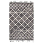 Featuring Vera Rhea Hand-Knotted Rug by Jaipur Living at Amethyst Home. Hand-tufted of wool, the Vera collection by Nikki Chu infuses contemporary spaces with inspiring patterns and versatile colorways. The glam-meets-global Rhea rug features an ivory Moroccan-inspired trellis design that covers the gray and black backdrop with a space-dyed effect. Long.  Amethyst Home provides interior design, new home construction design consulting, vintage area rugs, and lighting in the Laguna Beach metro area.