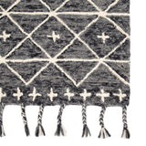 Featuring Vera Rhea Hand-Knotted Rug by Jaipur Living at Amethyst Home. Hand-tufted of wool, the Vera collection by Nikki Chu infuses contemporary spaces with inspiring patterns and versatile colorways. The glam-meets-global Rhea rug features an ivory Moroccan-inspired trellis design that covers the gray and black backdrop with a space-dyed effect. Long, br.  Amethyst Home provides interior design, new home construction design consulting, vintage area rugs, and lighting in the Monterey metro area.