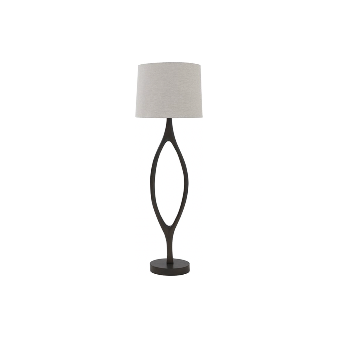 The Urbino Walnut Lamp is crafted from sustainably harvested hardwood by Verellen in North Carolina. The unique shape of the body paired with the oatmeal shade complements any room   Base: 16"w x 8"d x 62"h Overall Height: 76"h