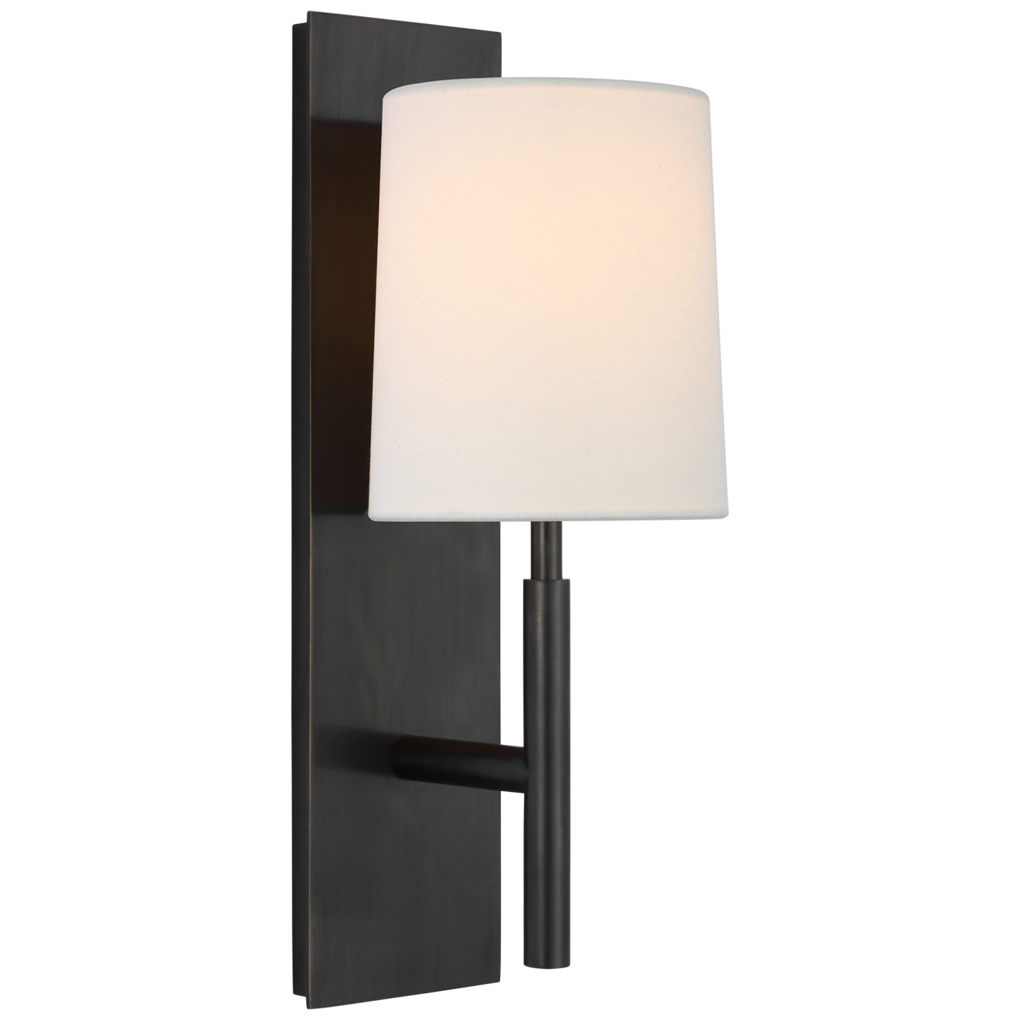 Featuring Clarion Medium Sconce by Visual Comfort at Amethyst Home. This Clarion Medium Sconce is so dreamy with the linen shade and thick back plate. We'd love to see these lined down a hallway or in a kitchen to complete the look. 
Overall Dimensions: 5.5" L x 5.5" W x 16" H.  Amethyst Home provides interior design, new home construction design consulting, vintage area rugs, and lighting in the Dallas metro area.