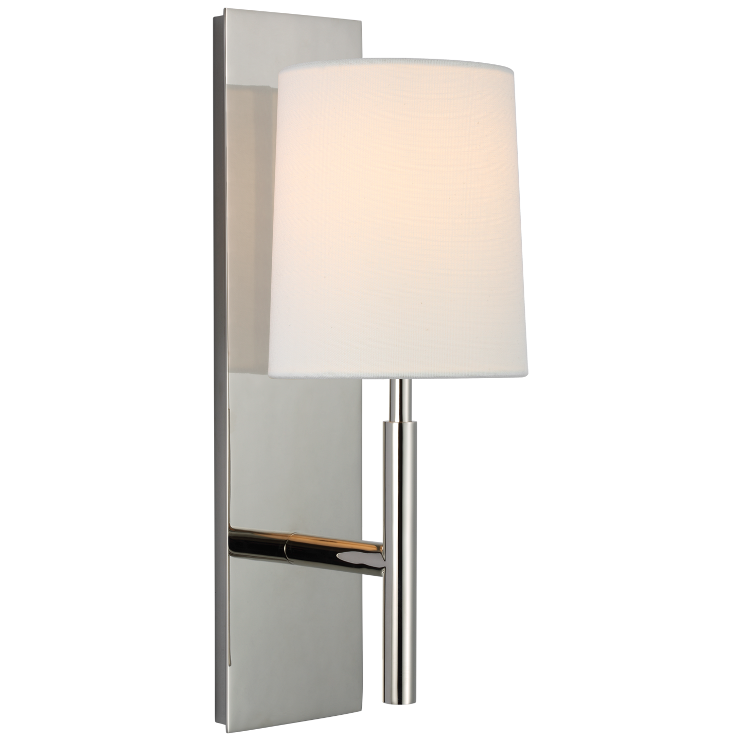 Featuring Clarion Medium Sconce by Visual Comfort at Amethyst Home. This Clarion Medium Sconce is so dreamy with the linen shade and thick back plate. We'd love to see these lined down a hallway or in a kitchen to complete the look. 
Overall Dimensions: 5.5" L x 5.5" W x 16" H.  Amethyst Home provides interior design, new home construction design consulting, vintage area rugs, and lighting in the San Diego metro area.