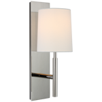 Featuring Clarion Medium Sconce by Visual Comfort at Amethyst Home. This Clarion Medium Sconce is so dreamy with the linen shade and thick back plate. We'd love to see these lined down a hallway or in a kitchen to complete the look. 
Overall Dimensions: 5.5" L x 5.5" W x 16" H.  Amethyst Home provides interior design, new home construction design consulting, vintage area rugs, and lighting in the San Diego metro area.